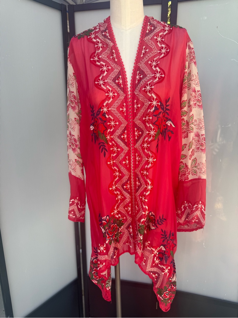 New with Tags! Red Embroidered Open-Front Women's Jacket